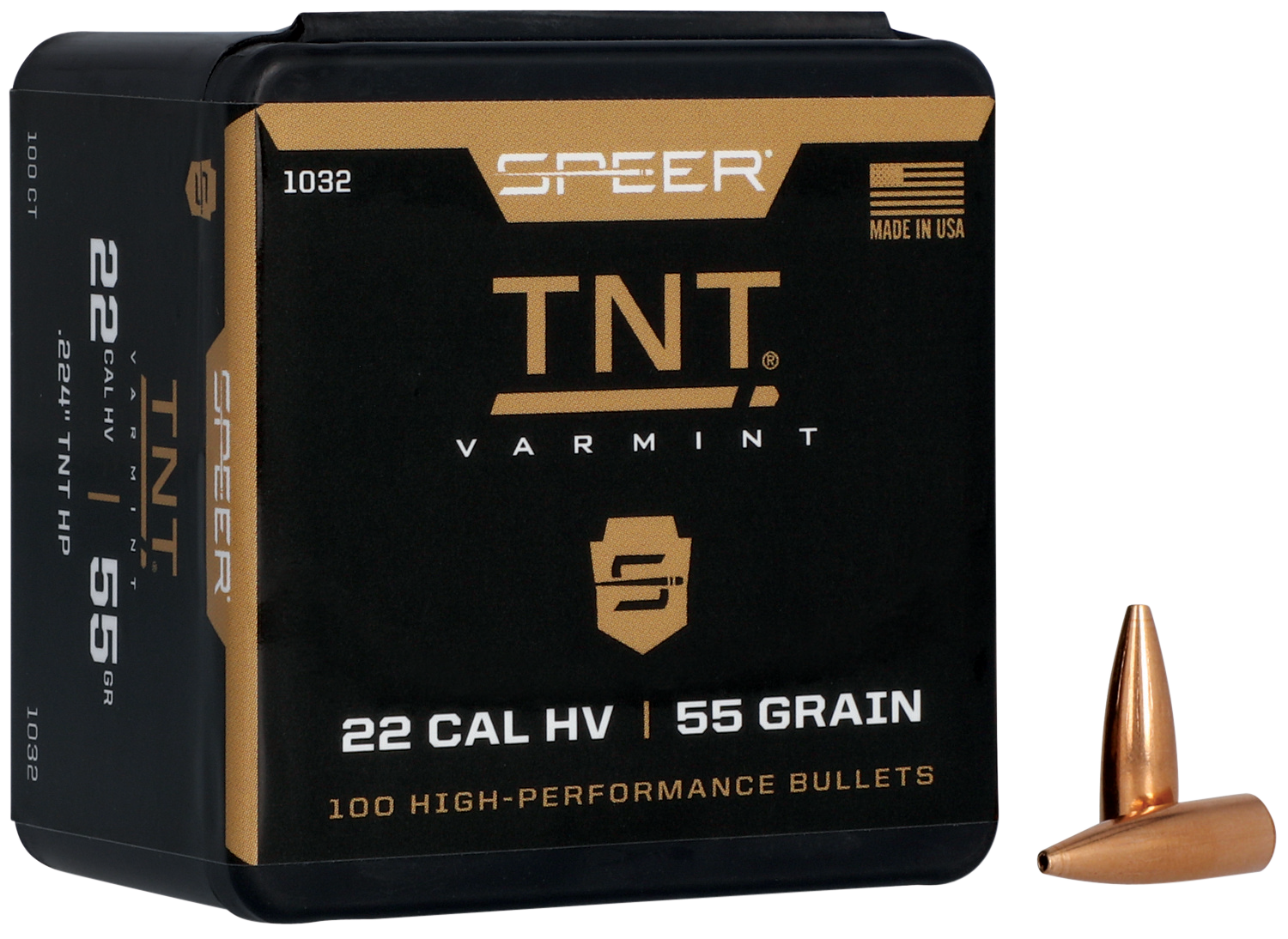 Speer TNT Varmint Bullets 22 Caliber (224 Diameter) 55 Grain Jacketed Hollow Point Box of 100