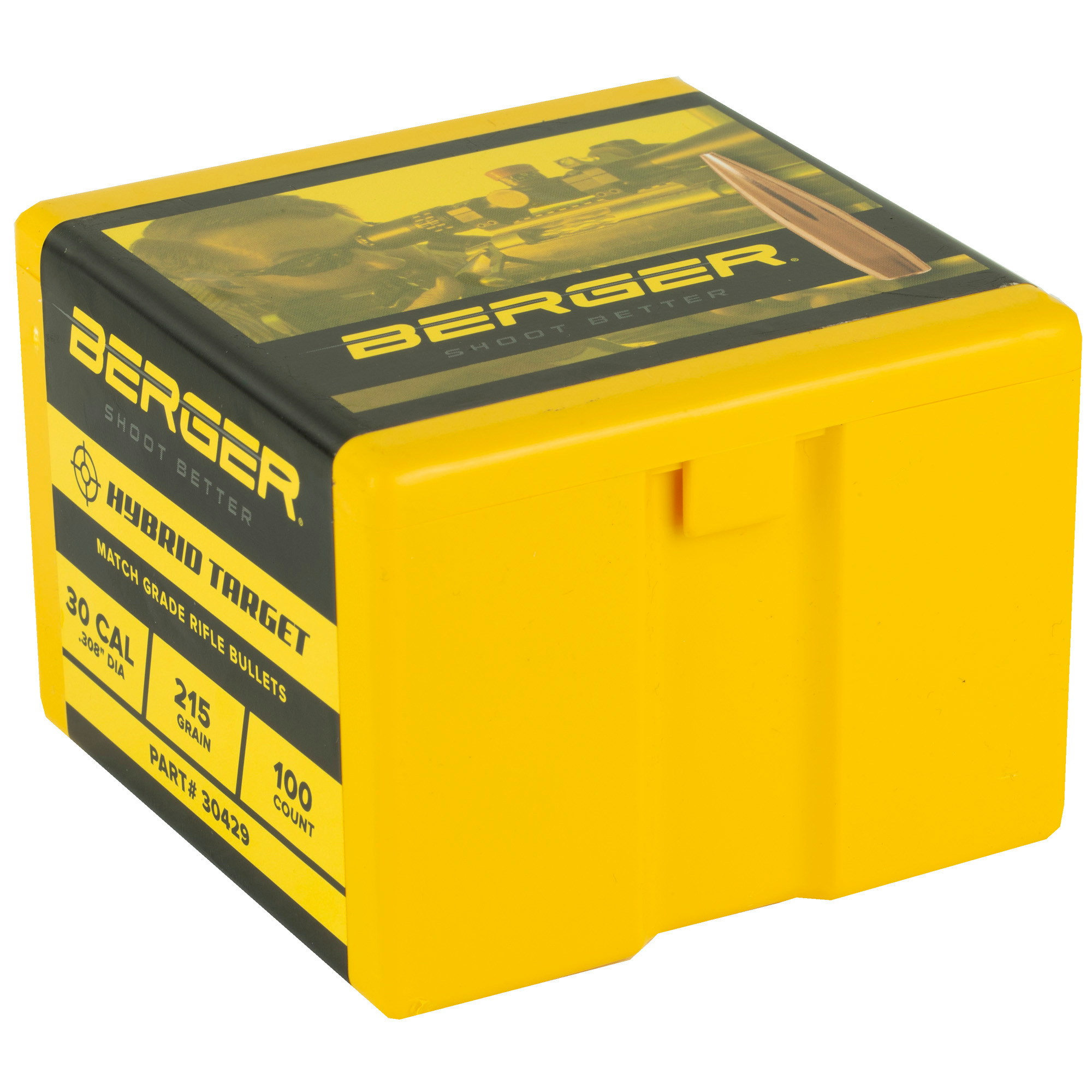 Berger Hybrid Target Bullets 30 Caliber (308 Diameter) 215 Grain Hollow Point Boat Tail