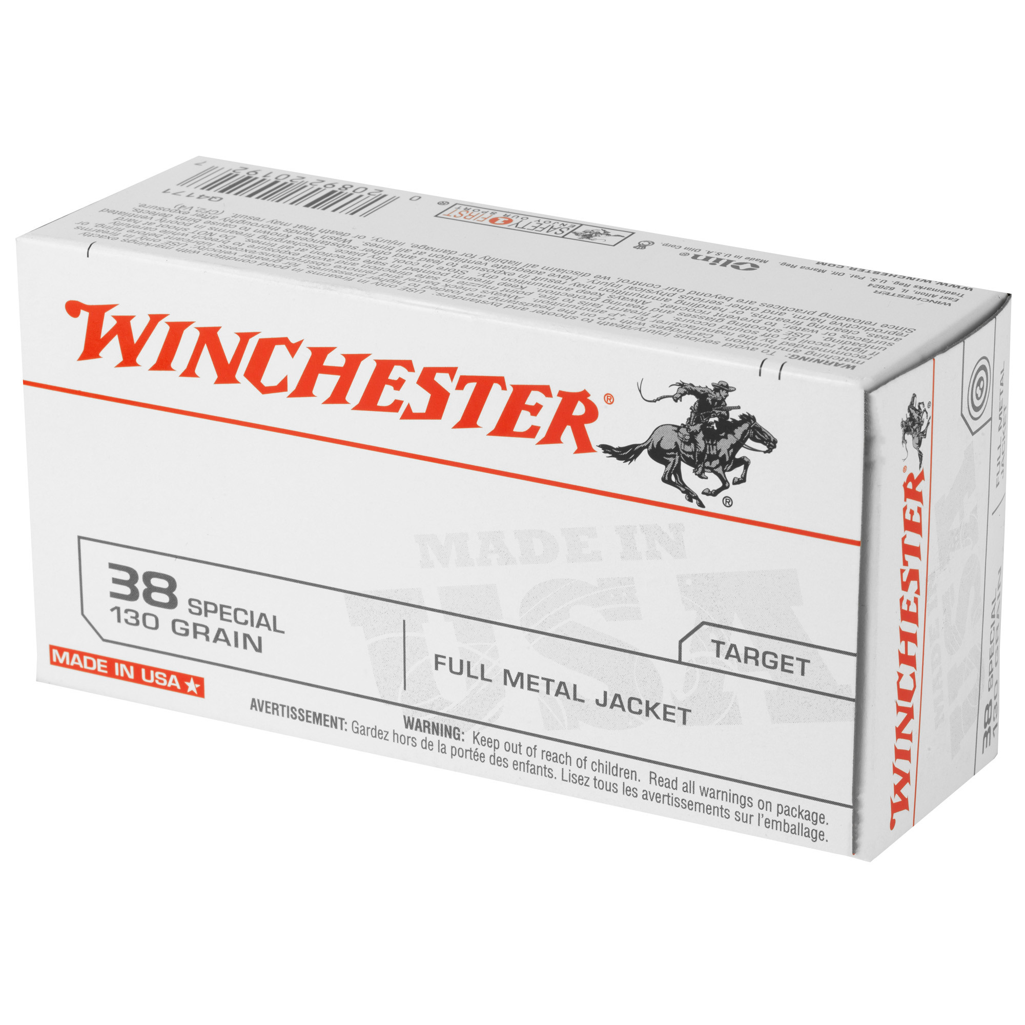 Winchester USA Ammunition 38 Special 130 Grain Full Metal Jacket
