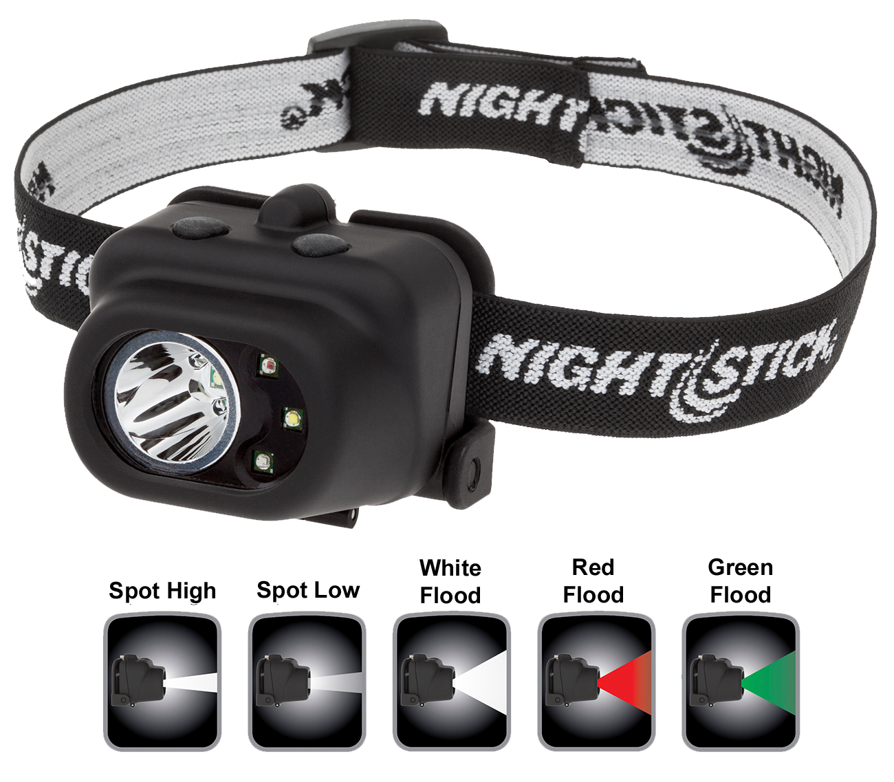 Nightstick NSP4610B NSP-4610B Multi-Function Black 110/135/210 Lumens Green/Red/White LED Bulb 93 Meters Beam Distance