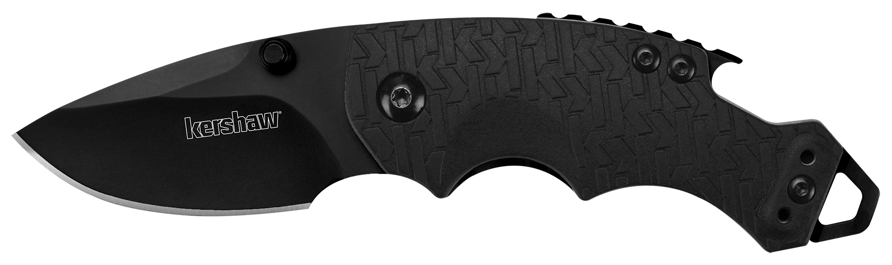 Kershaw 8700BLK Shuffle2.40" Folding GFN Plain Black Oxide 8Cr14MoV SS Blade Black K Textured Glass-Filled Nylon Handle Includes Pocket Clip