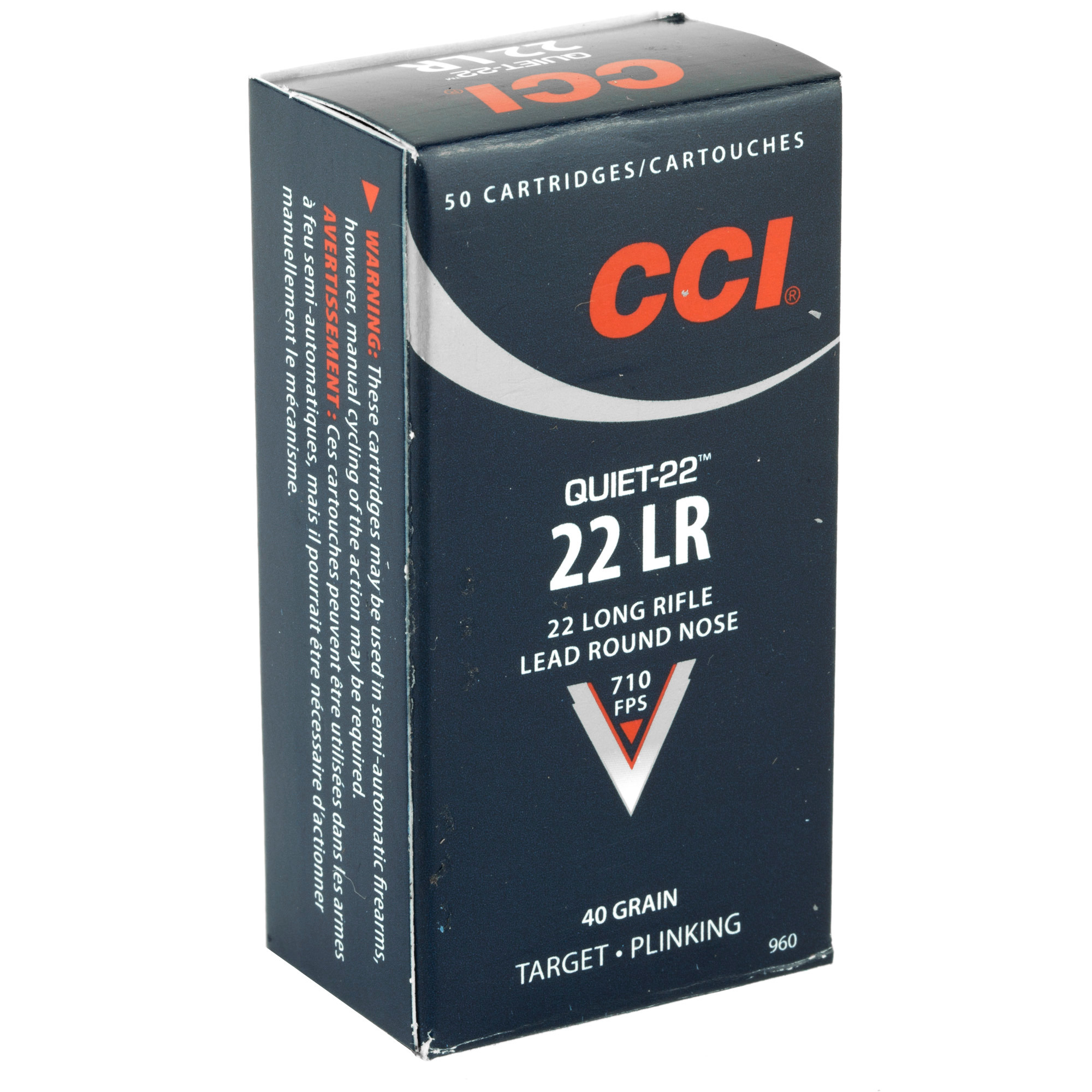 CCI Quiet Ammunition 22 Long Rifle Subsonic 40 Grain Lead Round Nose