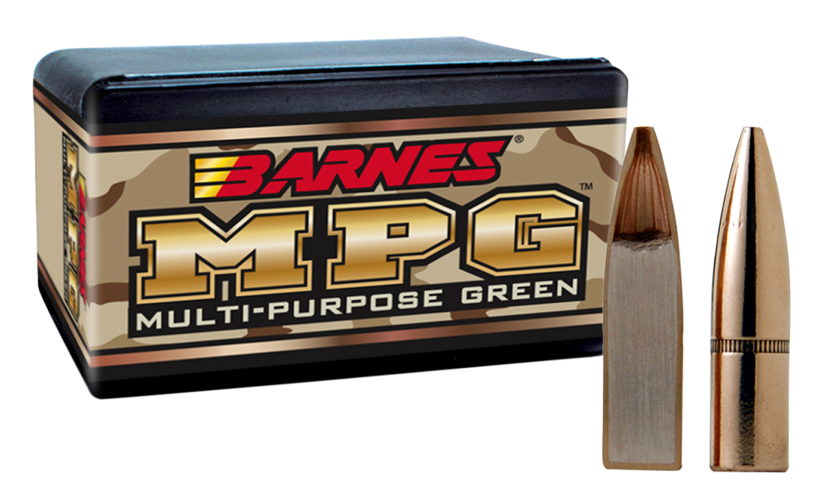 Barnes Multi-Purpose Green (MPG) Bullets 22 Caliber (224 Diameter) 55 Grain Hollow Point Lead-Free Box of 100