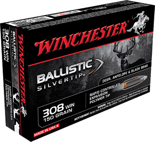 Winchester Ballistic Silvertip Ammunition 308 Winchester 150 Grain Rapid Controlled Expansion Polymer Tip 20RD