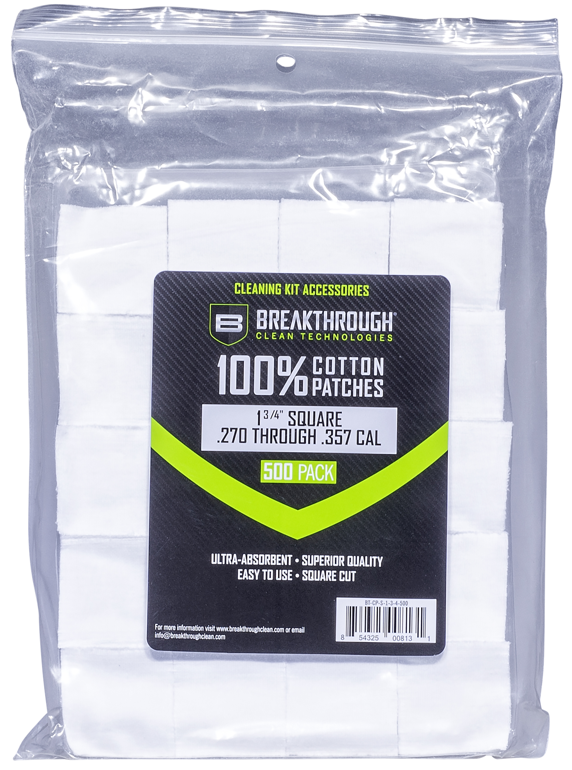 Breakthrough Clean BTCPS13/4500 Square Patches 270/357 Cal 500 pieces