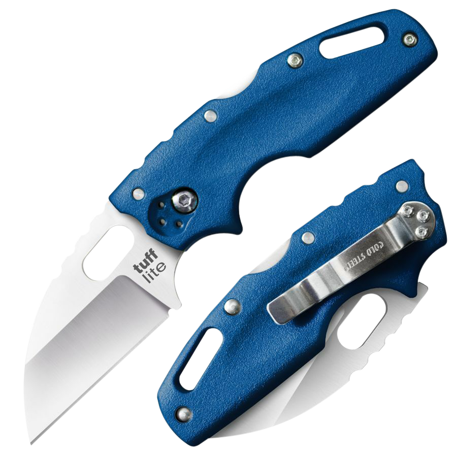 Cold Steel CS20LTB Tuff Lite 2.50" Folding Sheepsfoot Plain AUS-8A SS Blade/Blue Griv-Ex Handle Includes Belt Clip