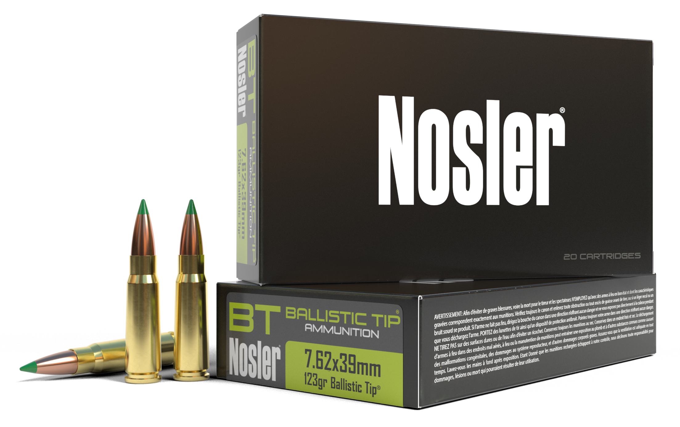 Nosler BT Ammunition 7.62x39mm 123 Grain Ballistic Tip 20RD