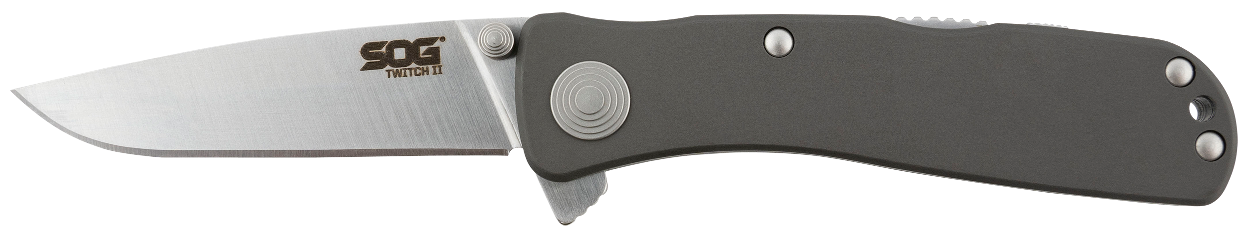 S.O.G SOGTWI8CP Twitch II 2.65" Folding Drop Point Plain Satin AUS-8A SS Blade Gray Anodized Aluminum Handle Includes Belt Clip