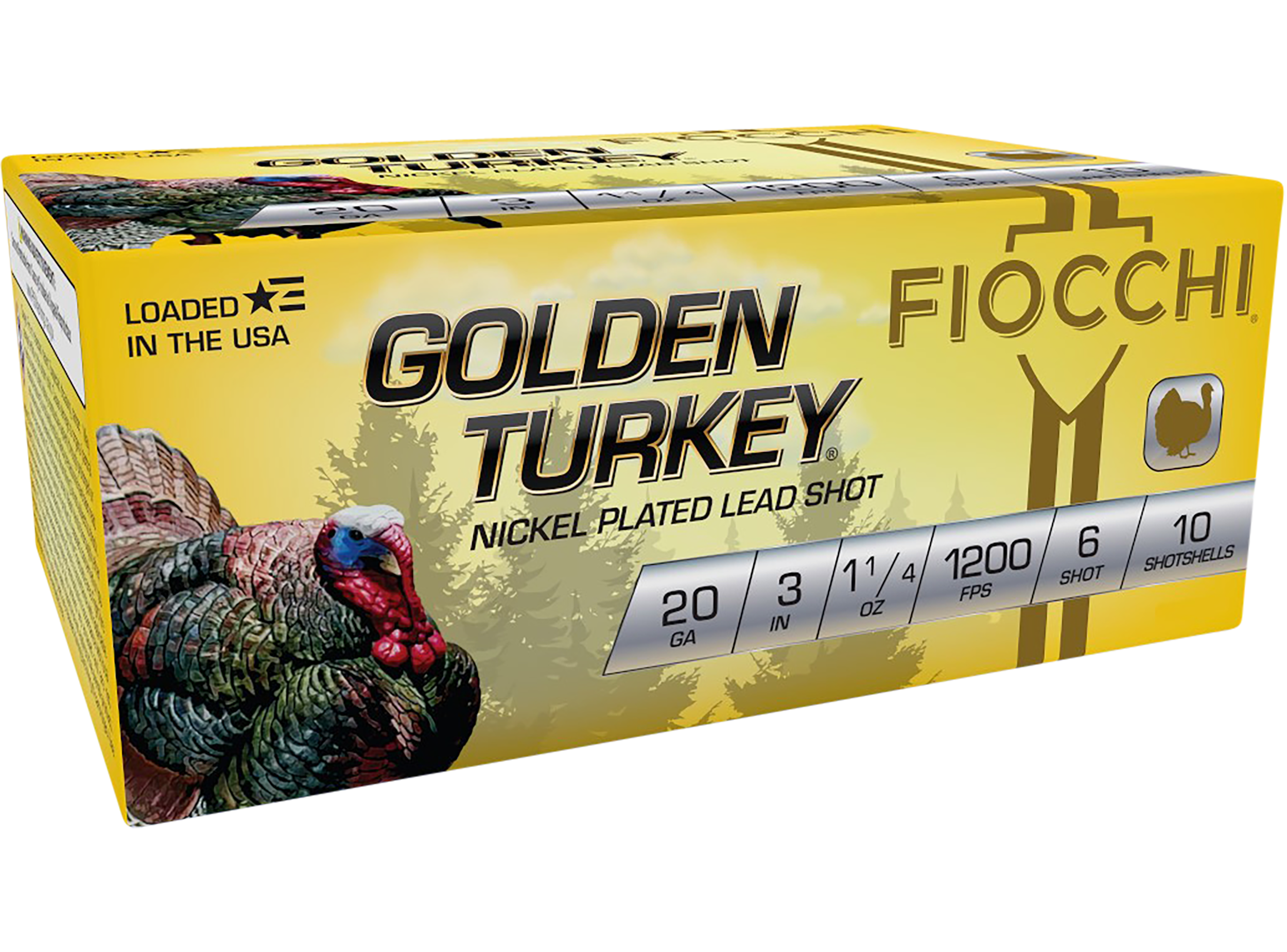 Fiocchi 203TRKC6 Golden Turkey Hunting 20 Gauge 3" 1 1/4 oz 6 Shot 10 Per Box/ 10 Cs