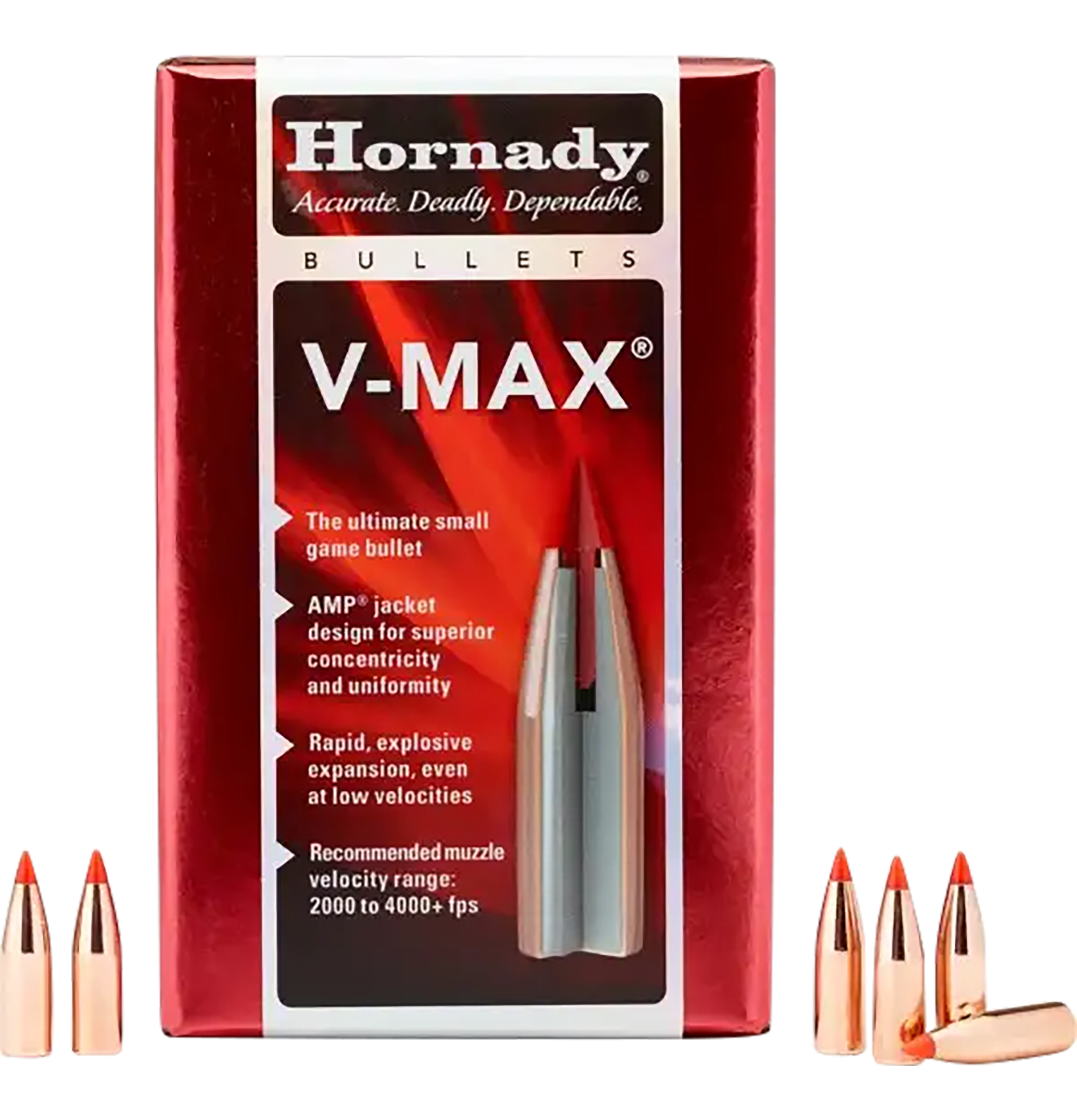 Hornady V-MAX Bullets 243 Caliber, 6mm (243 Diameter) 58 Grain Boat Tail Box of 100