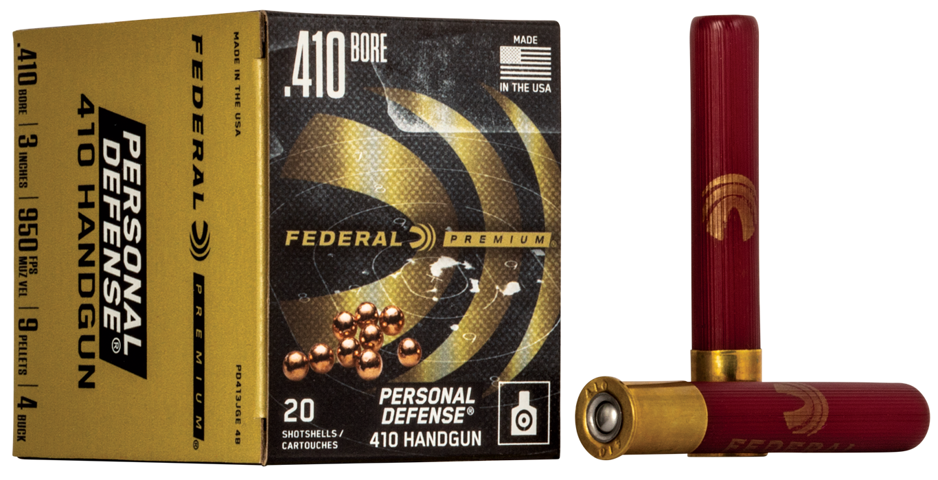 Federal PD413JGE4B Premium Personal Defense 410 Gauge 3" 9 Pellets 950 fps 4 Buck Shot 20 Bx/10 Cs