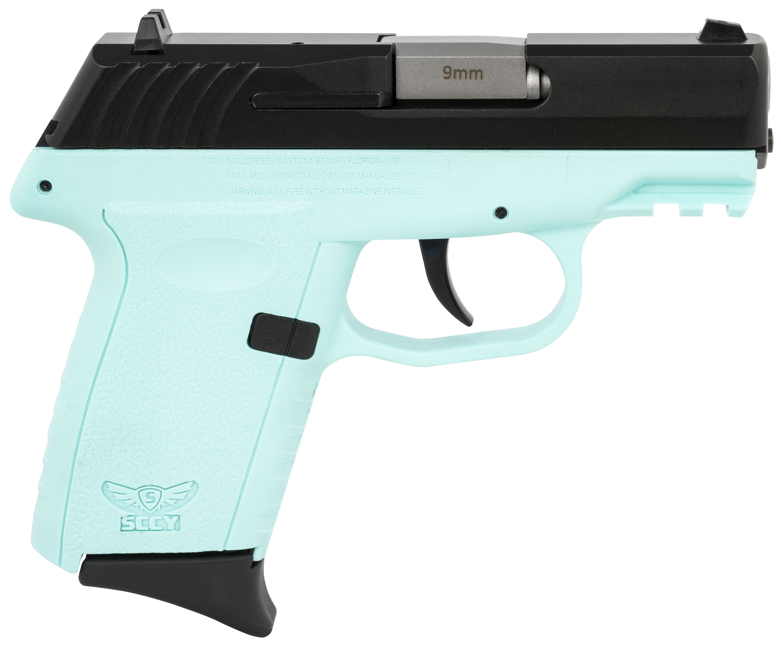 SCCY CPX-2 Gen 3 9mm 3.1" 10rd Pistol Black/Aqua - CPX-2CBSBG3
