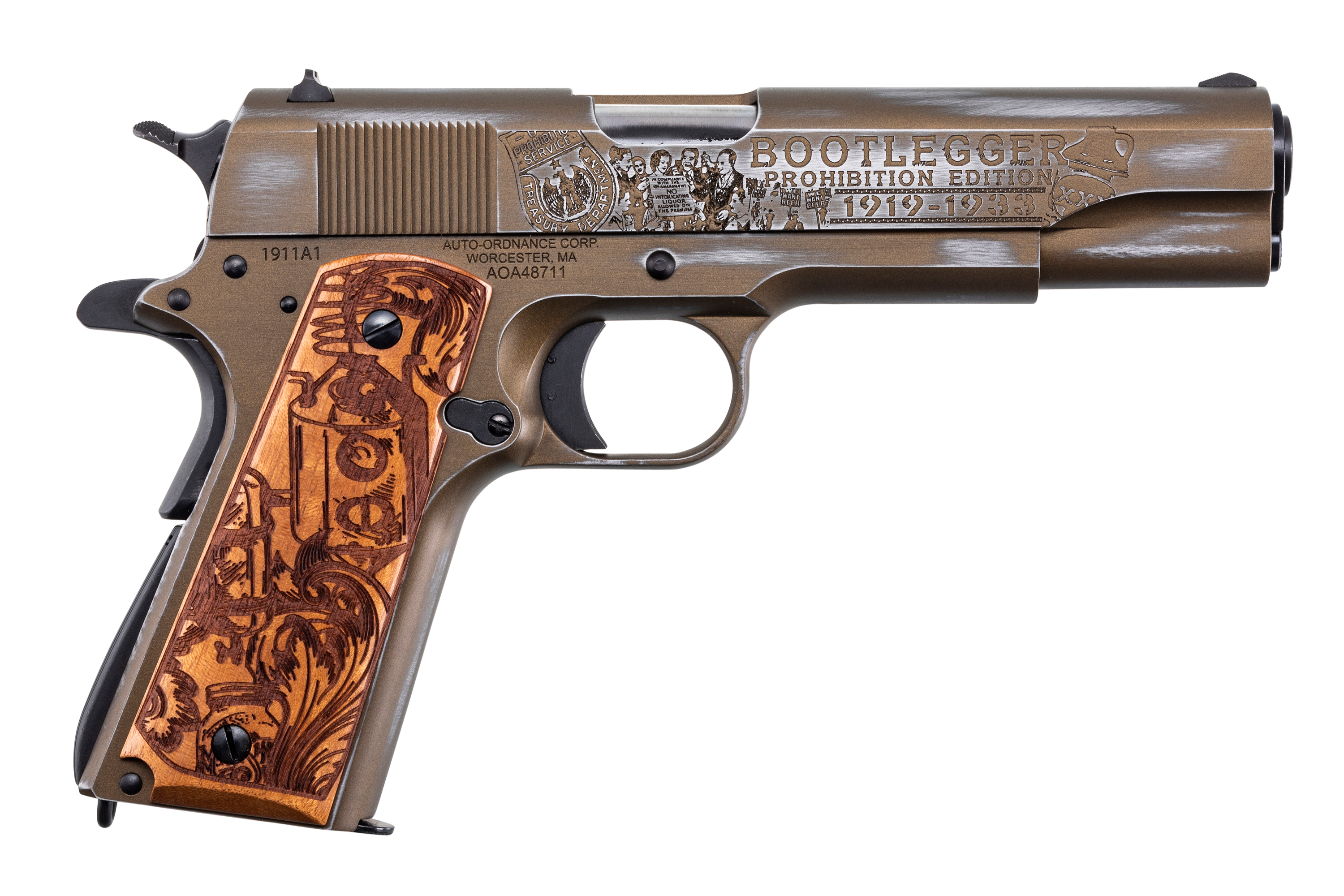 Auto-Ordnance 1911 A1 Bootlegger .45 ACP 5" 7rds Distressed Brunt Bronze