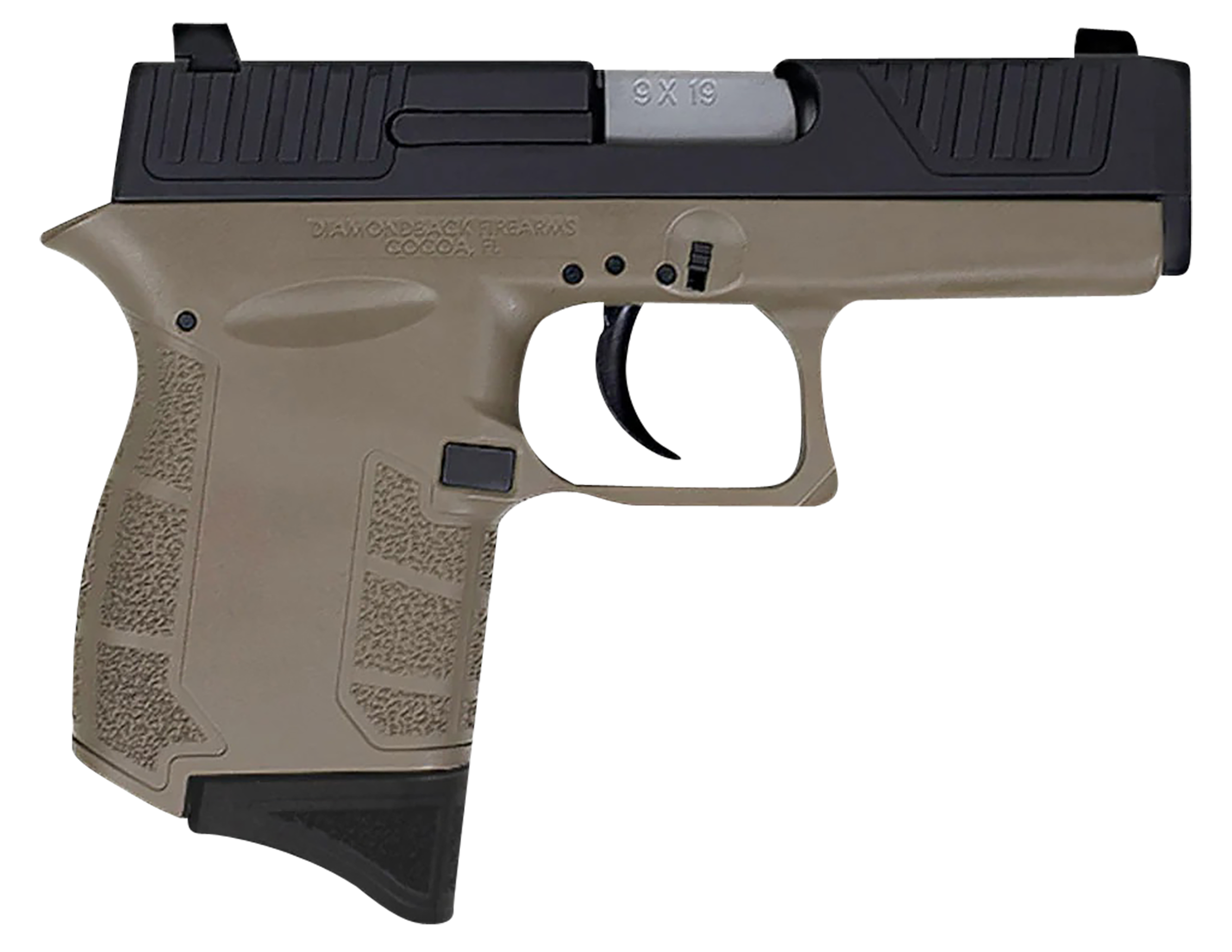 Diamondback DB9 9mm Pistol 3" Barrel Fixed Sights FDE Black