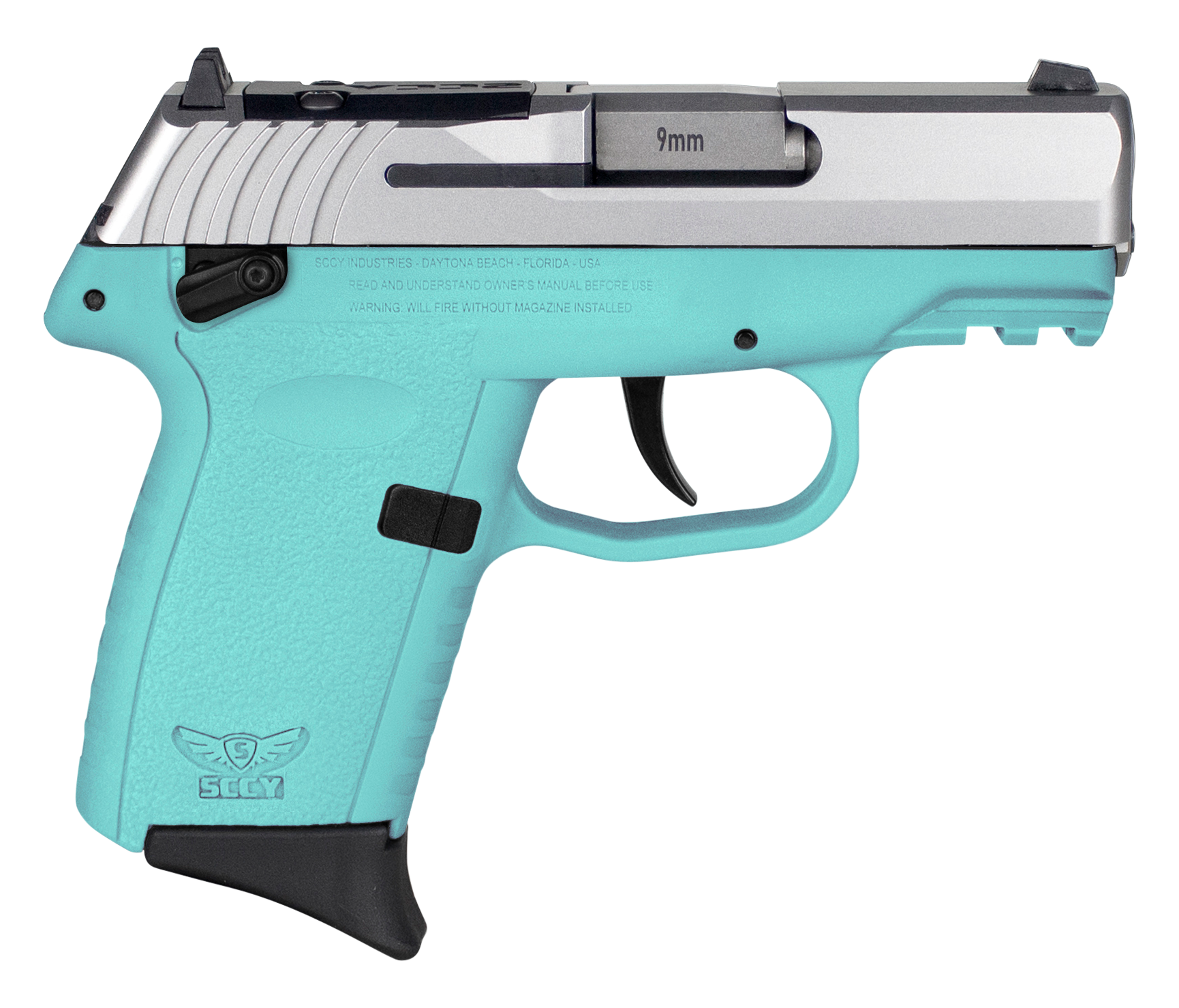 SCCY CPX-1 9mm Pistol 3.1" 10rd SS/Aqua - CPX1TTSBRDRG3