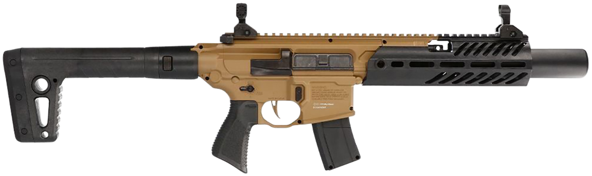 Sig Sauer Airguns AIRMCXCANEBRAKE MCX Canebrake AirCO2 (Not Included) 177 Pellet 30rd, FDE Metal Rec, Removable Fixed Black Synthetic Stock, Flat Trigger, Flip-Up Sights
