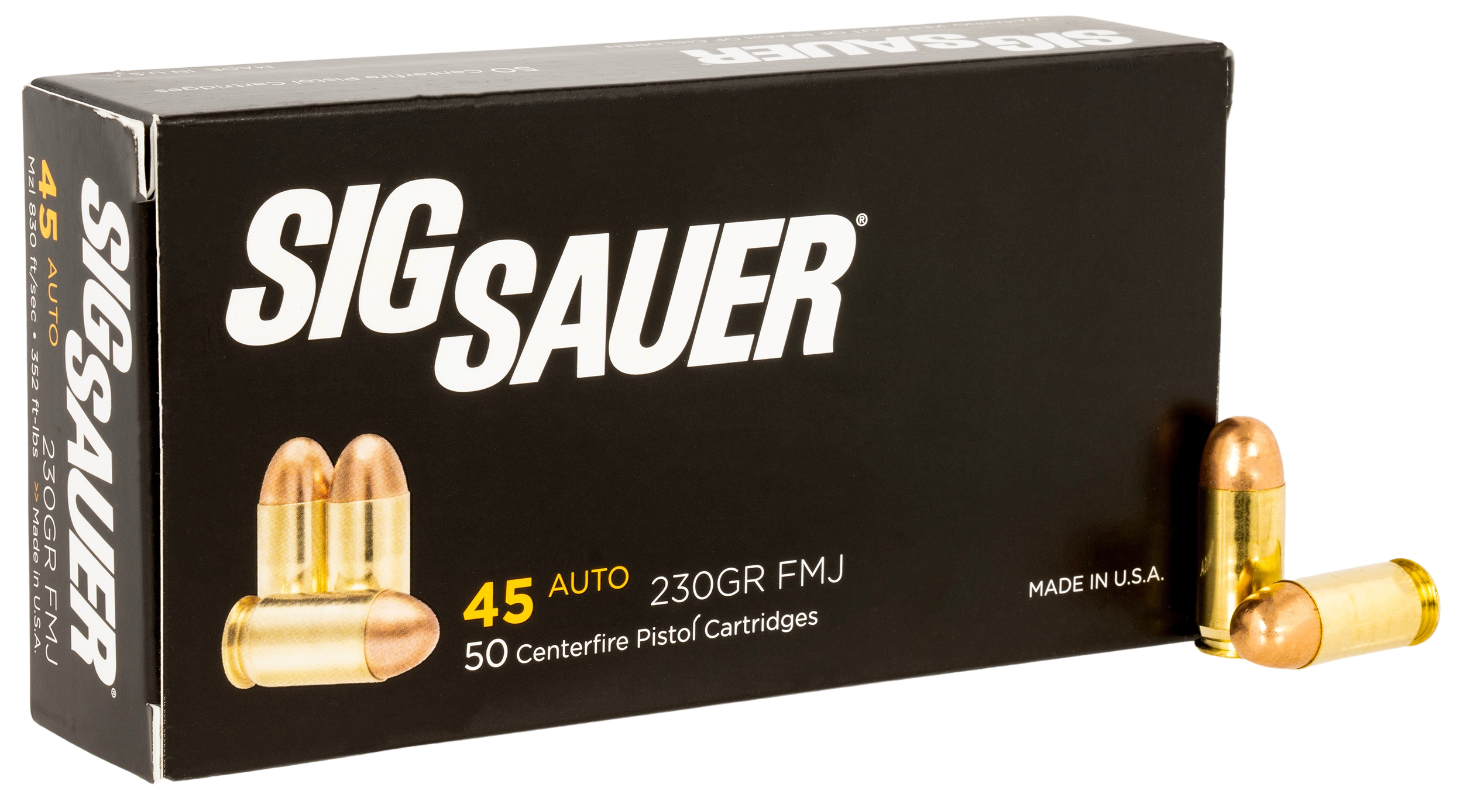 Sig Sauer E45BA350 Elite Ball45 ACP 230 gr 830 fps FMJ50 Bx/20 Cs