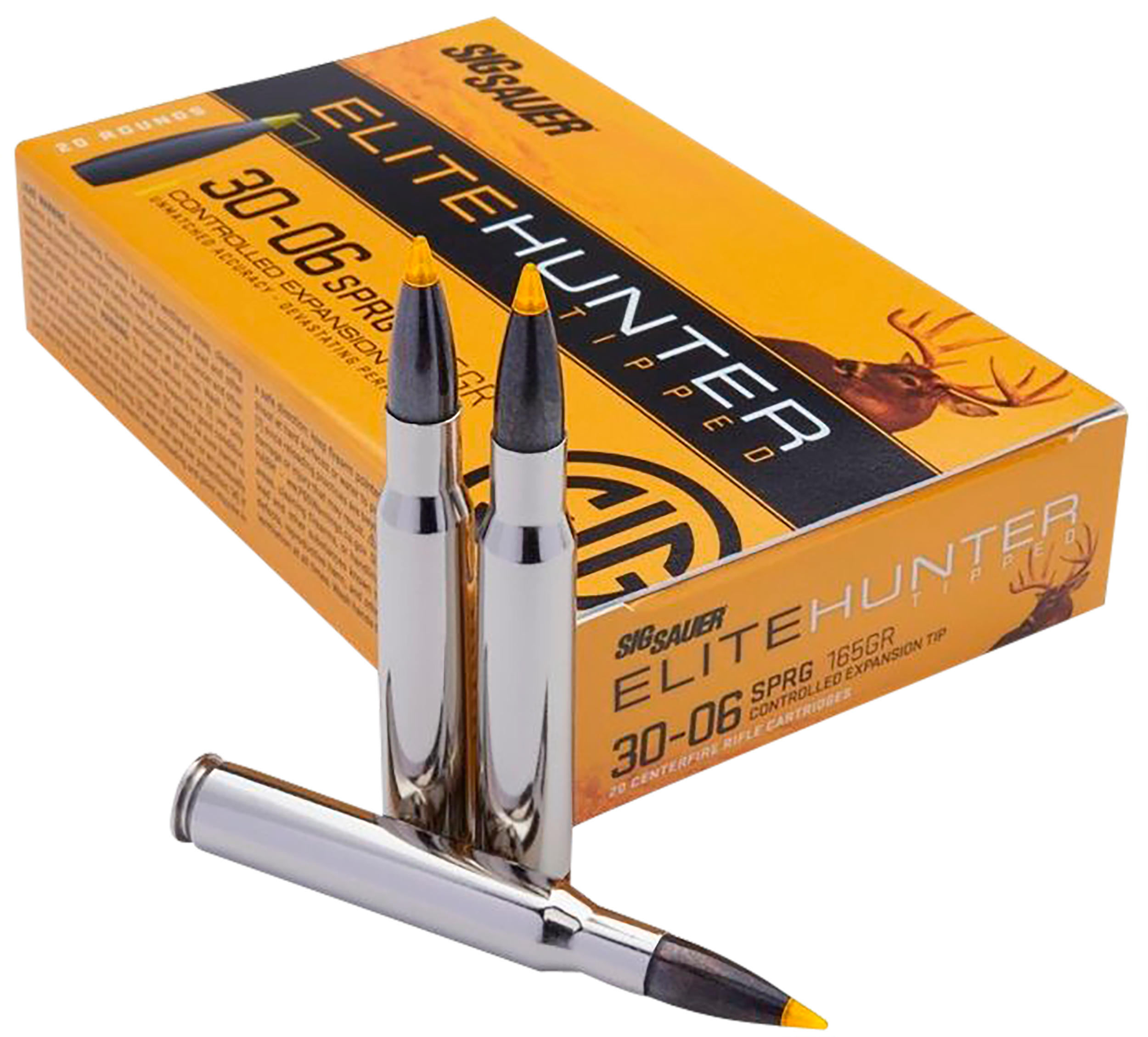 Sig Sauer E3006TH220 Elite Hunter Tipped30-06 Springfield 165 gr 2950 fps Controlled Expansion Tip (CET) 20 Bx/10 Cs