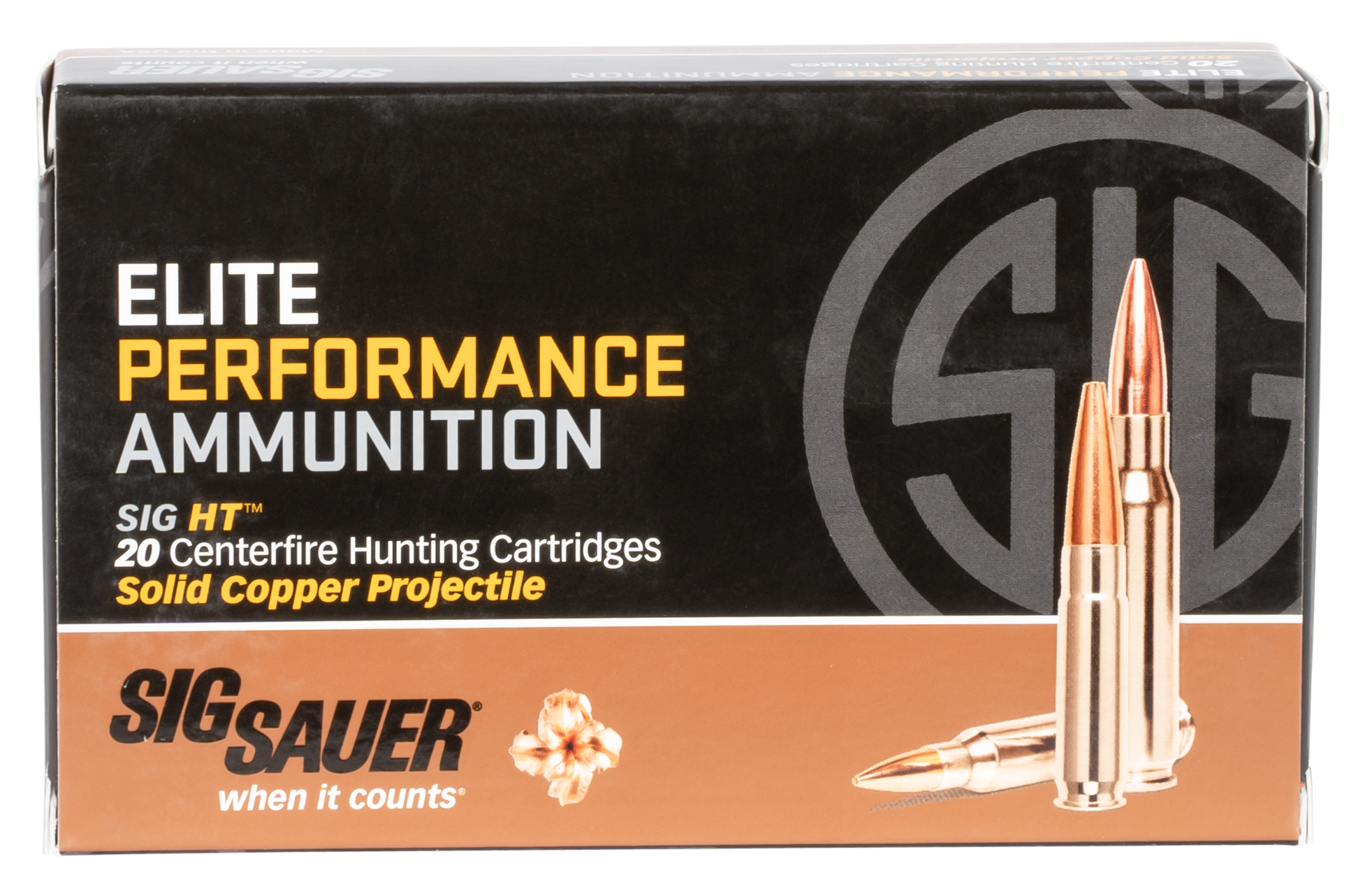 Sig Sauer Elite Performance Hunting HT Ammunition 300 Winchester Magnum 165 Grain Solid Copper Lead-Free Expanding 20RD