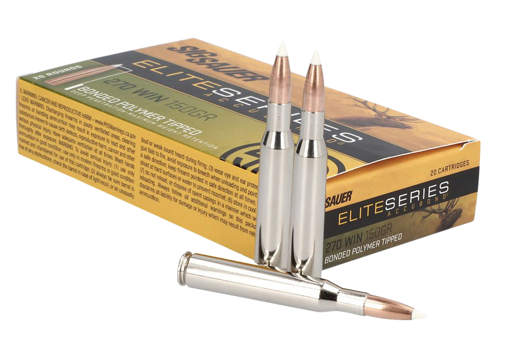 Sig Sauer E270AB15020 Elite Hunting270 Win 150 gr 2860 fps Nosler AccuBond 20 Bx/10 Cs