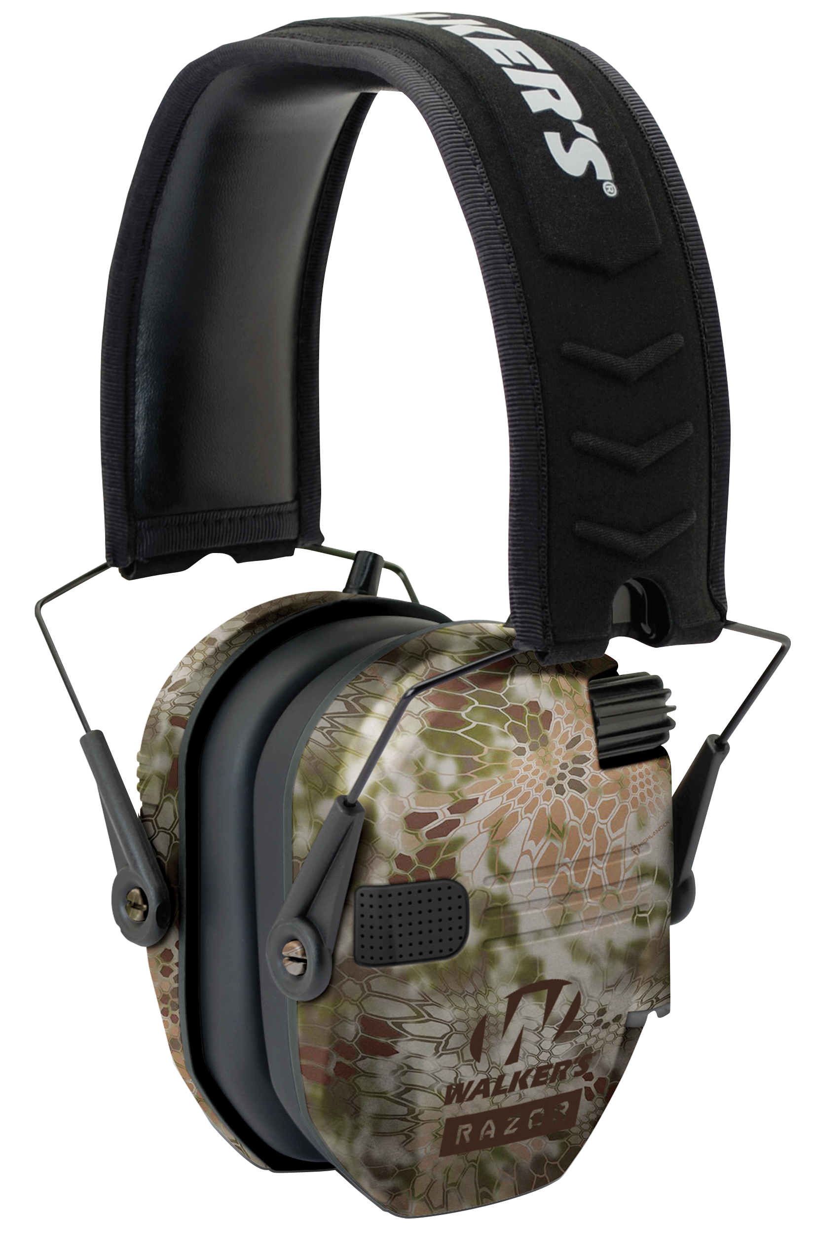 Walker's GWPRSEMKPT Razor Slim Electronic Muff Polymer 23 dB Over the Head Kryptek Highlander/Black Adult
