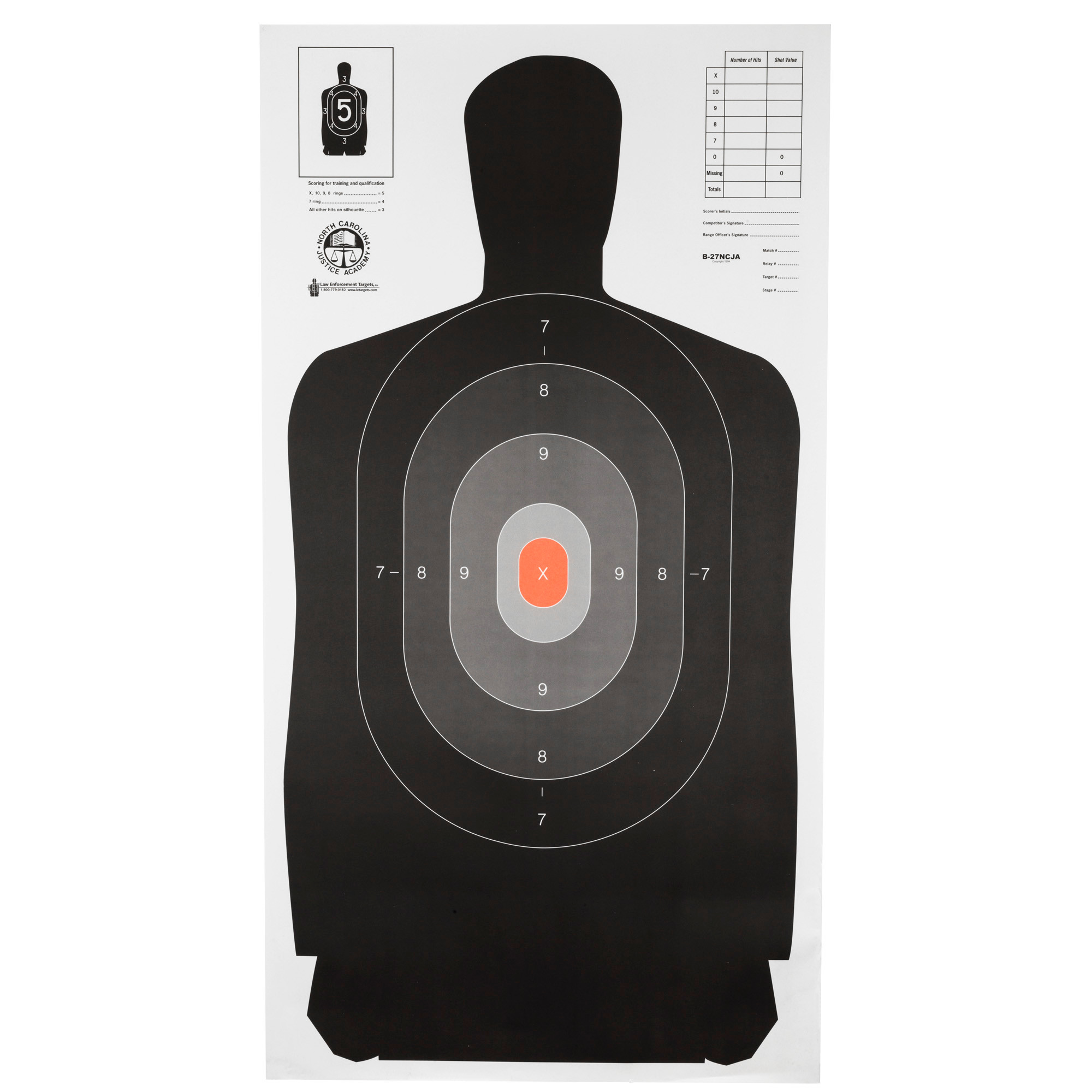 ACTION TARGET INC B-27NCJA-100 B-27 NCJA Hanging Paper 24in. x 45in. Silhouette Black/Grey/Orange 100 Per Box