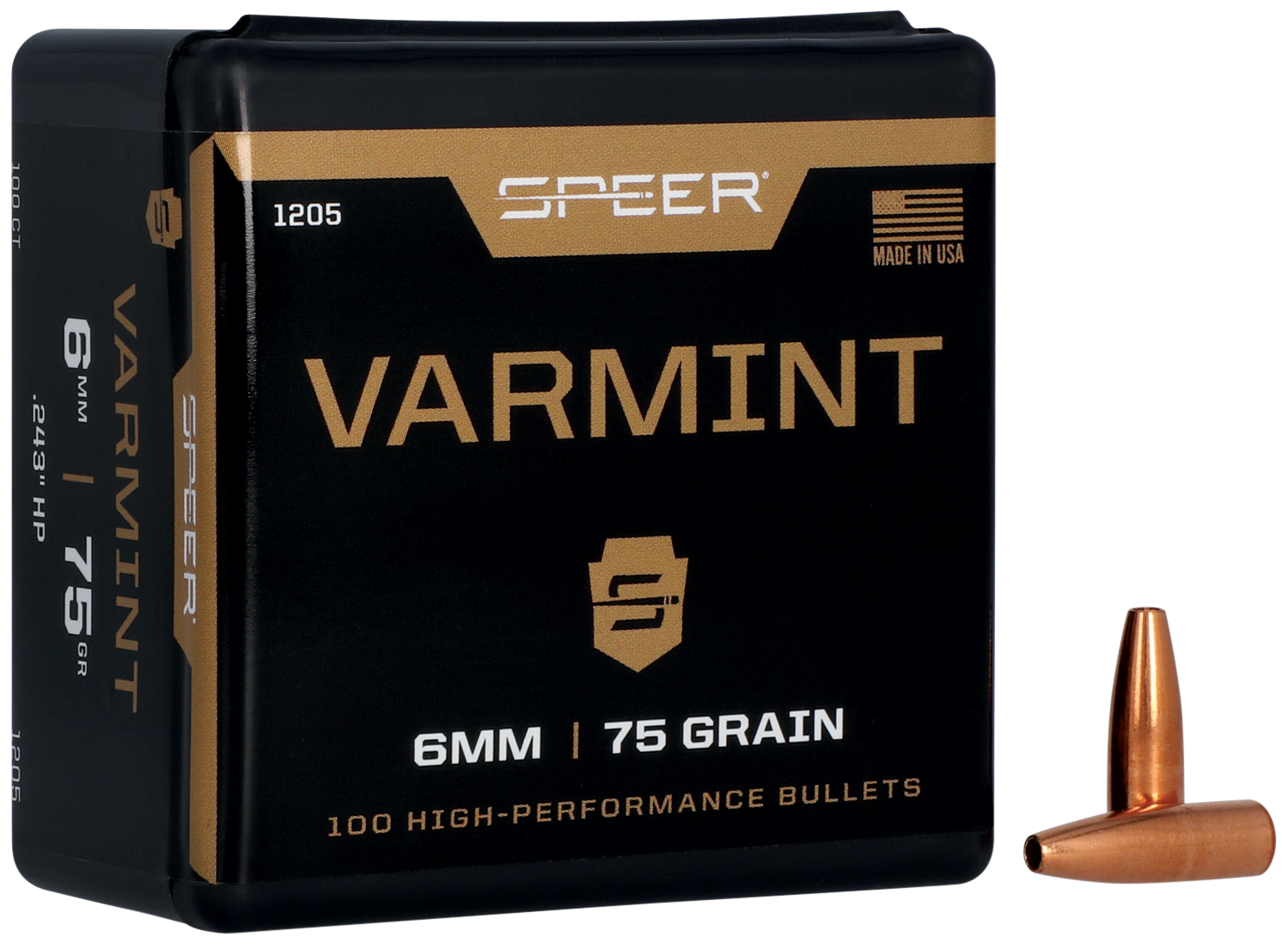 Speer Ammo Varmint Speer 1205 Bull .243 75 Hp 100/5