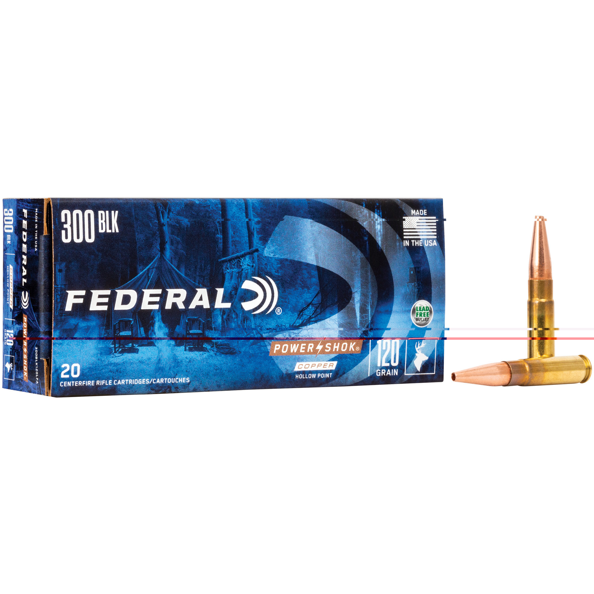 Federal Power-Shok Copper Rifle 300 Blackout 20rd Ammo
