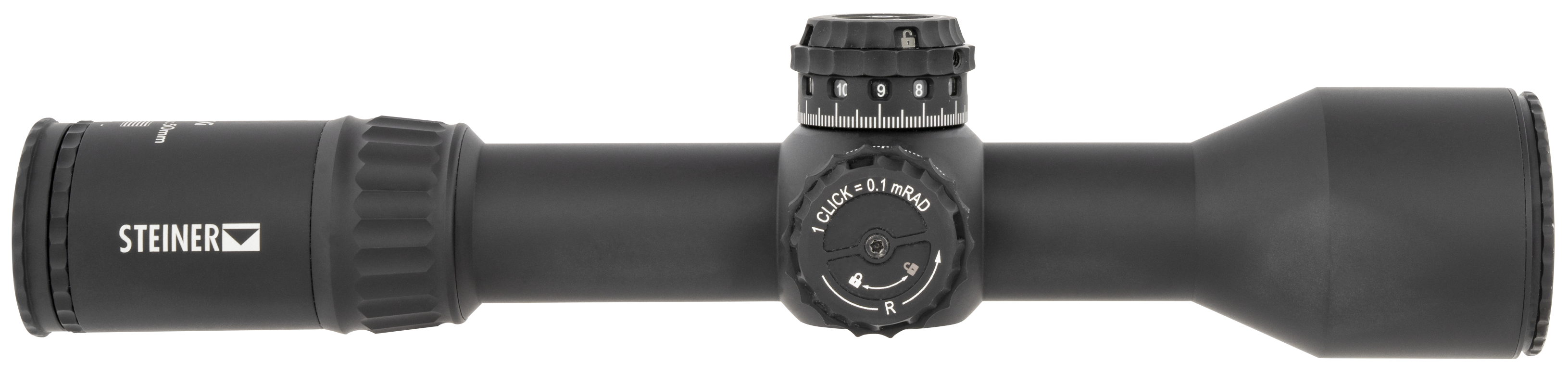 Steiner 5116 T6Xi Black 2.5-15x 50mm 34mm Tube Illuminated SCR Mil Reticle First Focal Plane Features Throw Lever