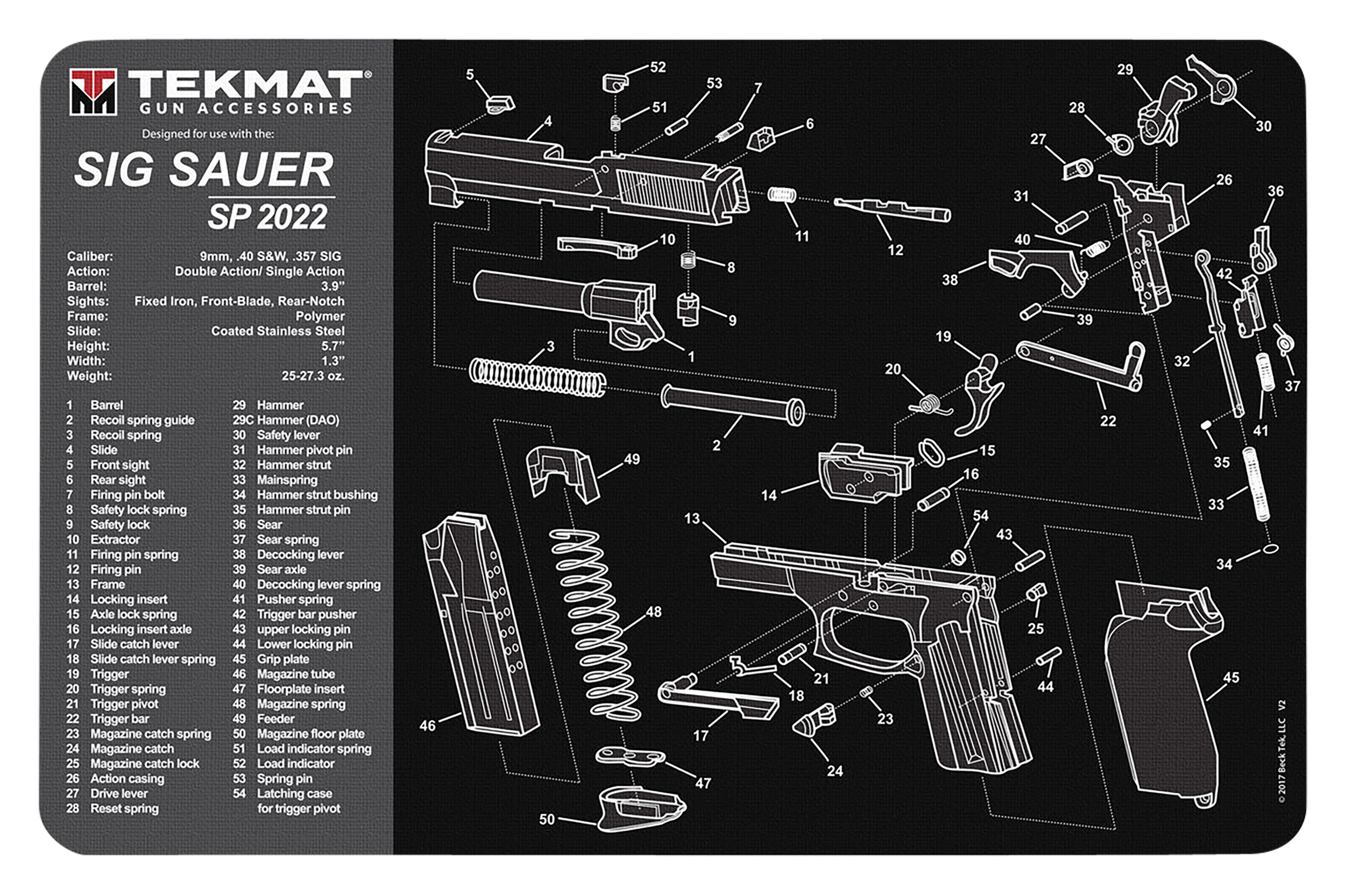 TekMat TEKR17SIGSP2022 Sig Sauer SP2022 Cleaning Mat