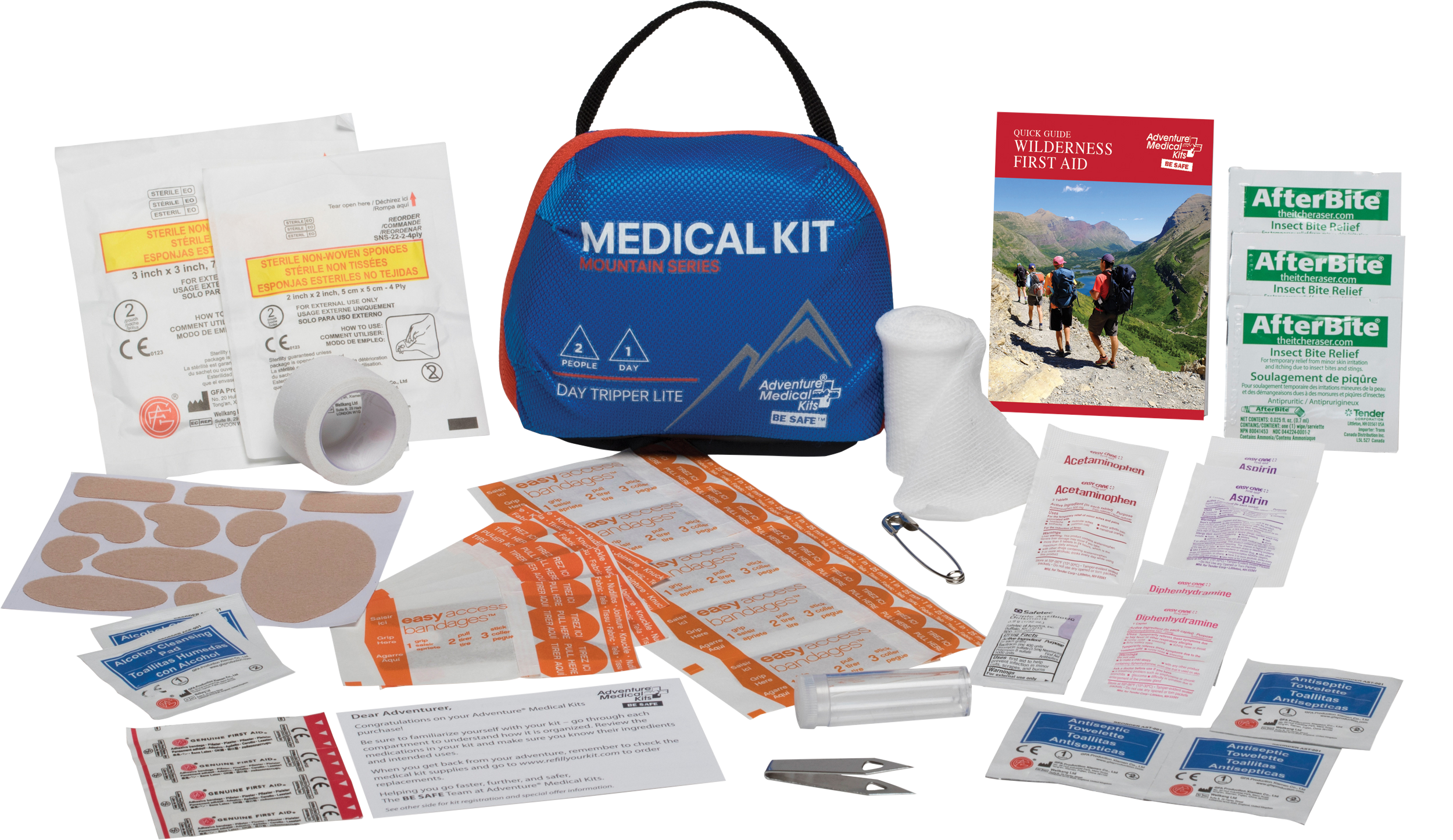 Adventure Medical Kits 01001000 Mountain Day Tripper Lite Medical Kit Treats Injuries/Illnesses Water Resistant Blue