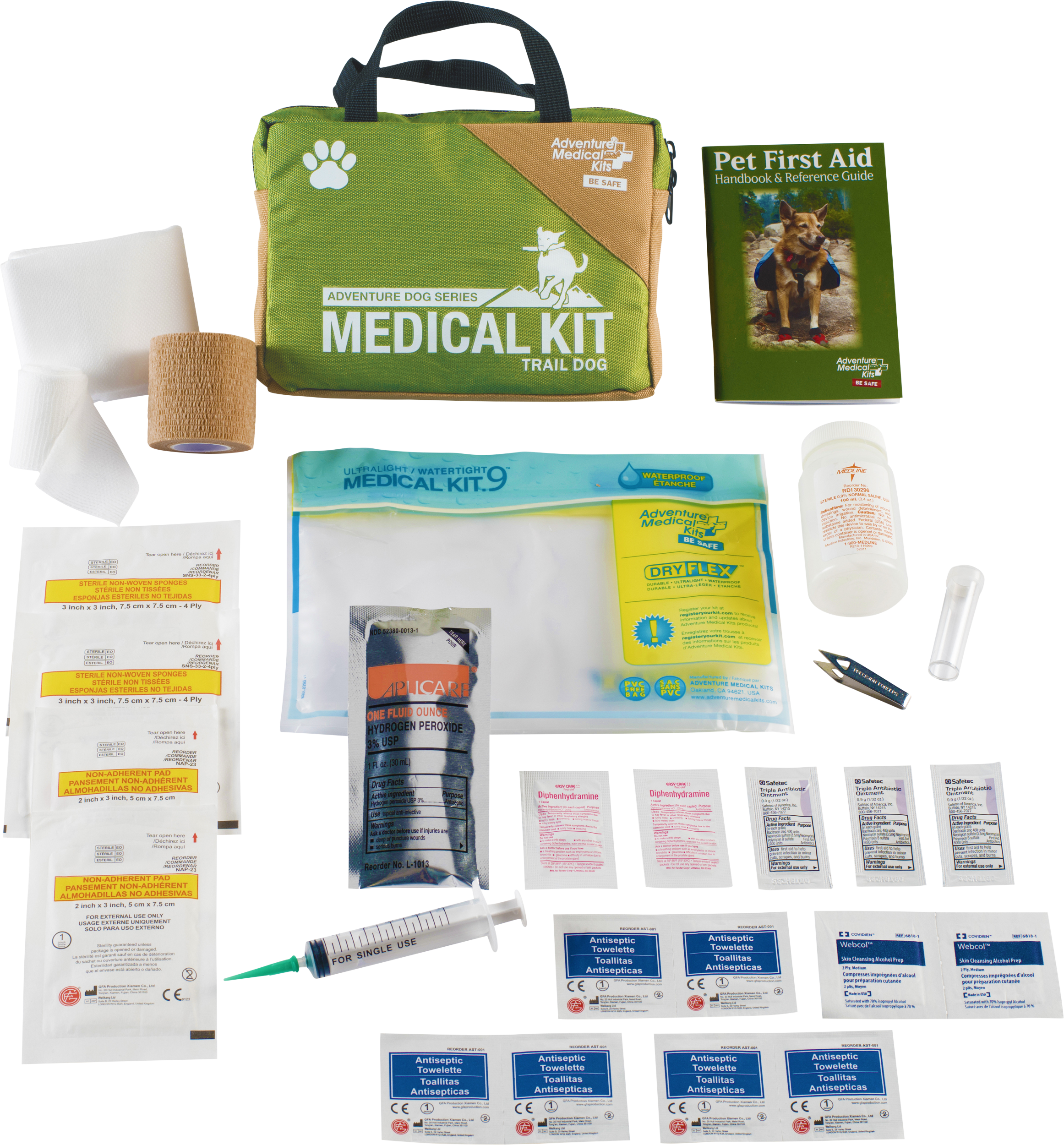 Adventure Medical Kits 01350115 Adventure Trail Dog Medical Kit Treats Injuries Green