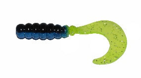 Big Bite Fat Grub 2" 10ct Black/Blue/Chartreuse Silver