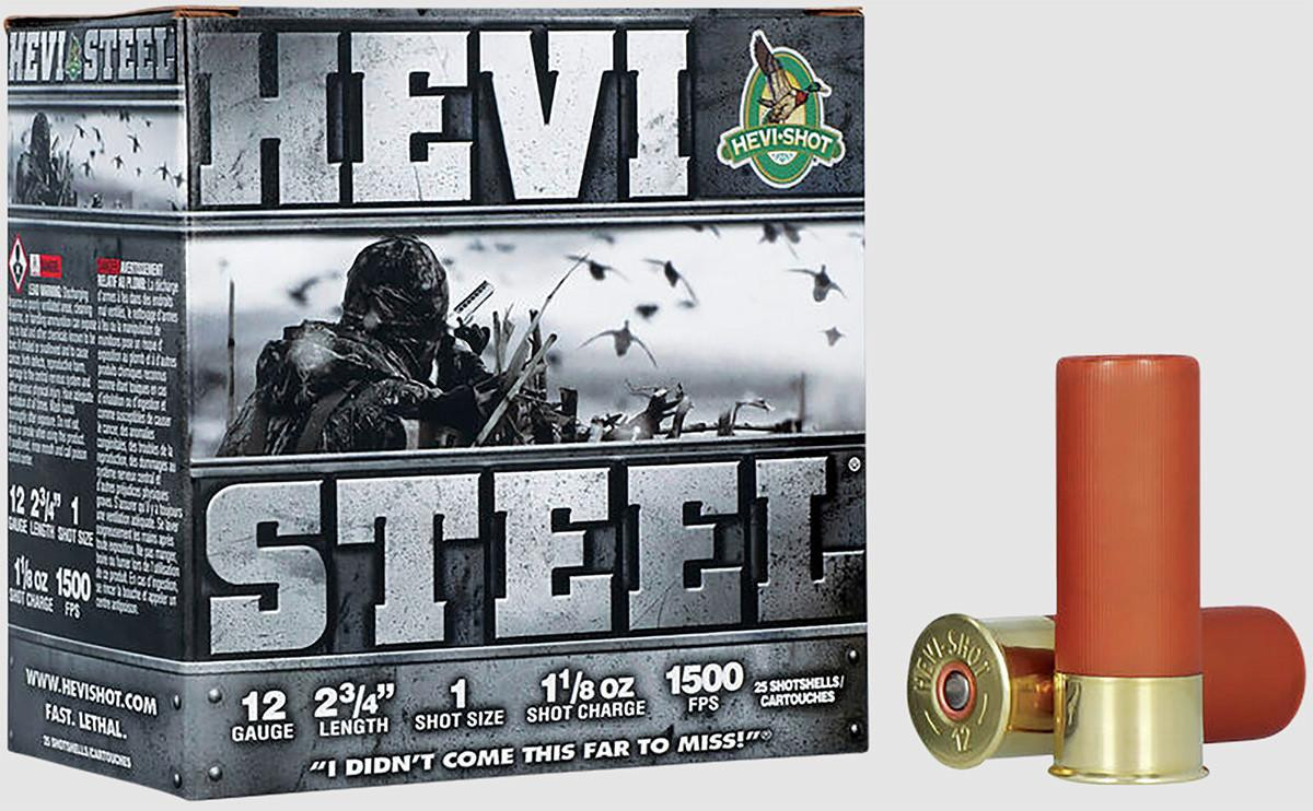 HEVI-Shot HS61221 HEVI-Steel Waterfowl 12 Gauge 2.75" 1 1/8 oz 1 Shot 25 Per Box/ 10 Cs