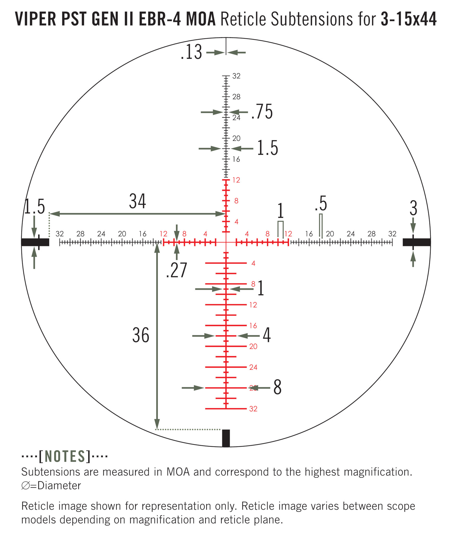 Vortex Viper PST Gen II 3-15x44 SFP EBR-4 MOA