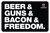 TekMat TEKR17BGBF "Beer & Guns & Bacon & Freedom" Original Mat Black/White Rubber 17" Long 11" x 17" "Beer & Guns & Bacon & Freedom" Illustration