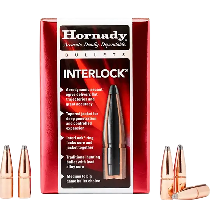 Hornady InterLock Bullets 30 Caliber (308 Diameter) 180 Grain Spire Point Boat Tail Box of 100