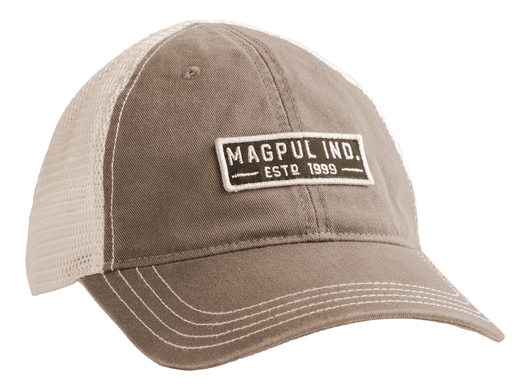 Magpul MAG1260252 Established Garment Trucker Hat Driftwood Adjustable Snapback OSFA Embroidered Patch