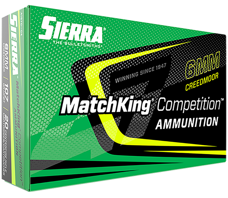 Sierra MatchKing Competition Ammunition 6mm Creedmoor 107 Grain Hollow Point Boat Tail 20RD