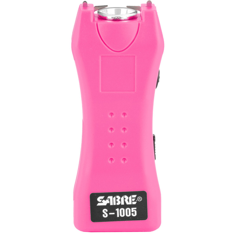 Sabre S1005PR Dual Capacitor Stun Gun with LED Flashlight 800,000 Volts|100-Lumens Plastic Pink 