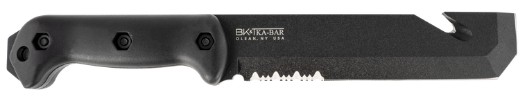 Ka-Bar BK3 Becker Tac Tool 7" Fixed Chisel w/Wire Cutter Part Serrated Black 1095 Cro-Van Blade Black Ultramid Handle Includes Sheath