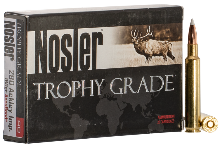Nosler Trophy Grade Ammunition 280 Ackley Improved 160 Grain AccuBond 20RD