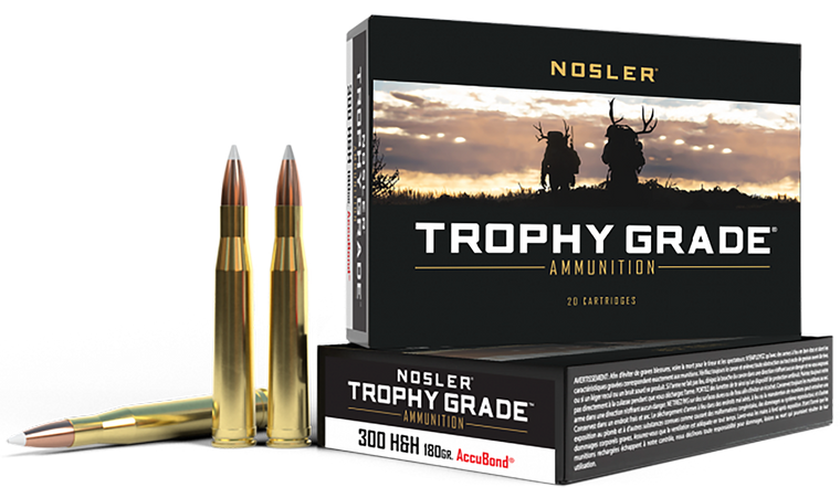 Nosler Trophy Grade Ammunition 300 H&H Magnum 180 Grain AccuBond 20RD