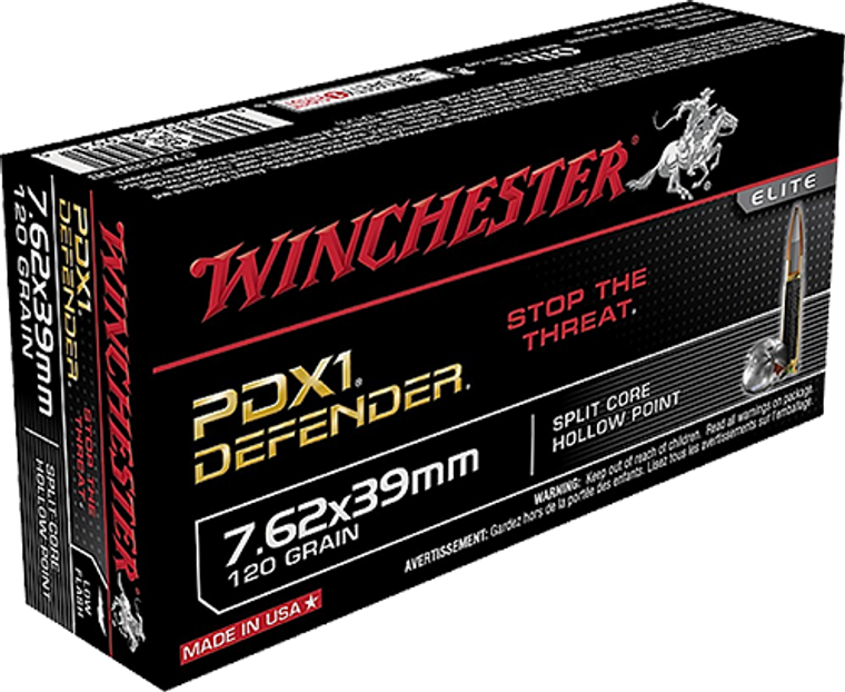 Winchester Ammo S76239PDB PDX1 Defender Defense 7.62x39mm 120 gr Split Core Hollow Point (SCHP) 20 Per Box/ 10 Cs