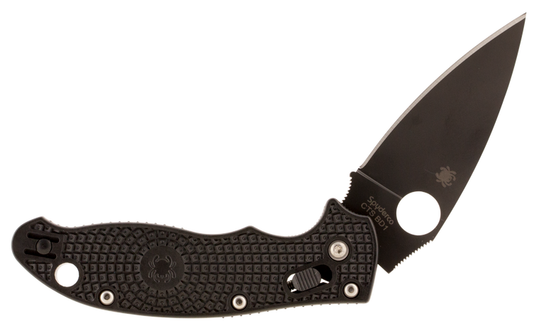 Spyderco C101PBBK2 Manix 2 Lightweight 3.37" Folding Drop Point Plain Black DLC BD1 Steel Blade Black FRCP Handle Includes Pocket Clip