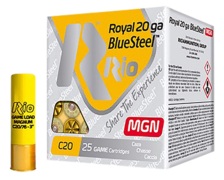 Rio Ammunition RBSM204 BlueSteel Royal 20 Gauge 3" 1 oz 4 Shot 25 Per Box/ 10 Cs