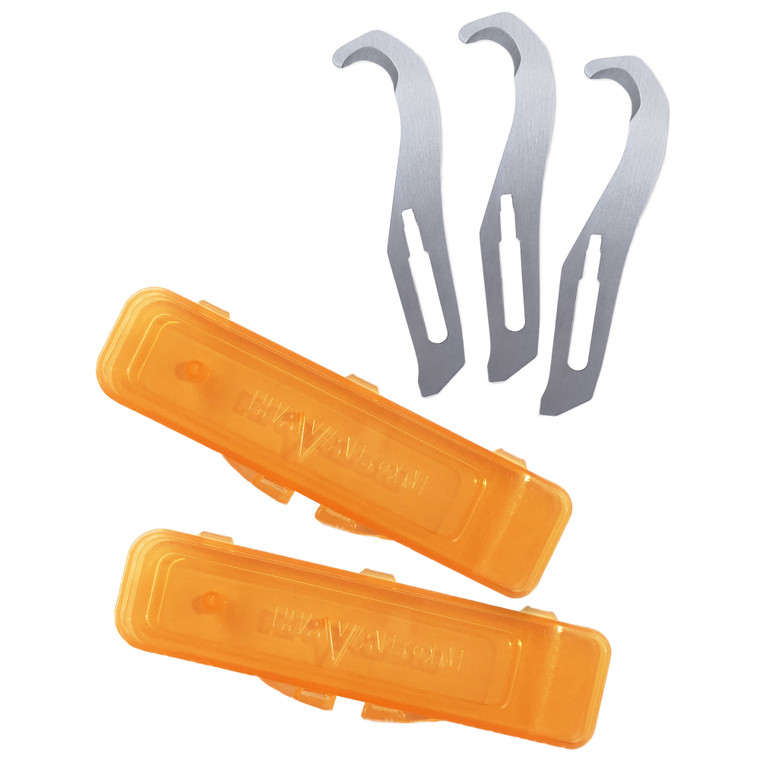 Havalon 3-Pack Piranta Gut Hook 2.65" Blade, 2 Blade Holders