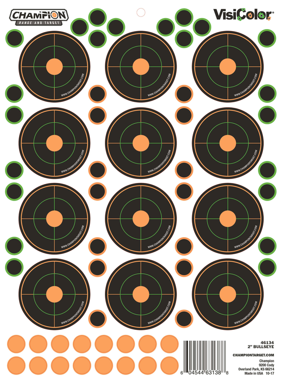 Champion Targets 46134 VisiColorSelf-Adhesive Paper Pistol/Rifle Multi Color Bullseye Includes Pasters 5 Pack