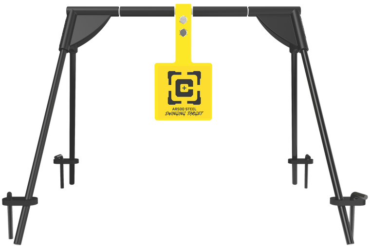 Caldwell 1187590Swinging Rifle Black/Yellow AR500 Steel Hanging Standing Includes Ground Stakes