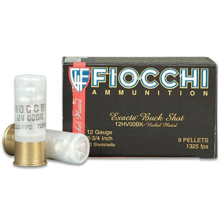 Fiocchi High Velocity 12 Gauge 00 Buck 10rd Ammo 2 3/4" Shell Length 9 Pellet Count 25 Boxes Per Case Fiocchi High Velocity 12 Gauge 00 Buck 10rd Ammo 2 3/4" Shell Length 9 Pellet Count 25 Boxes Per Case